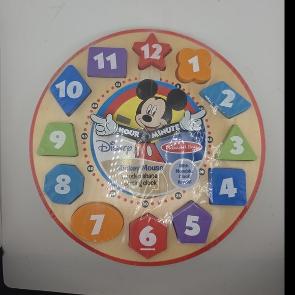 Melissa & Doug Other - Melissa & Doug Disney Mickey Mouse Wooden Shape Sorting Clock Toy, Wood, Ages 3+